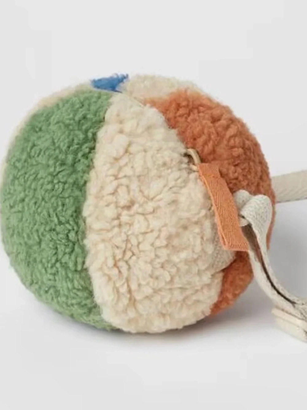 Zara Round Sherpa Kids Crossbody Bag in Orange, Cream, Blue & Green